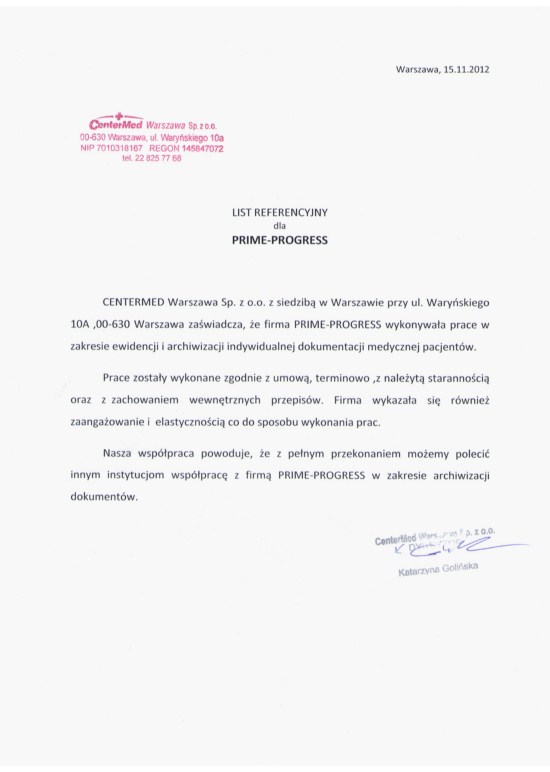 Firma medyczna - CENTERMED